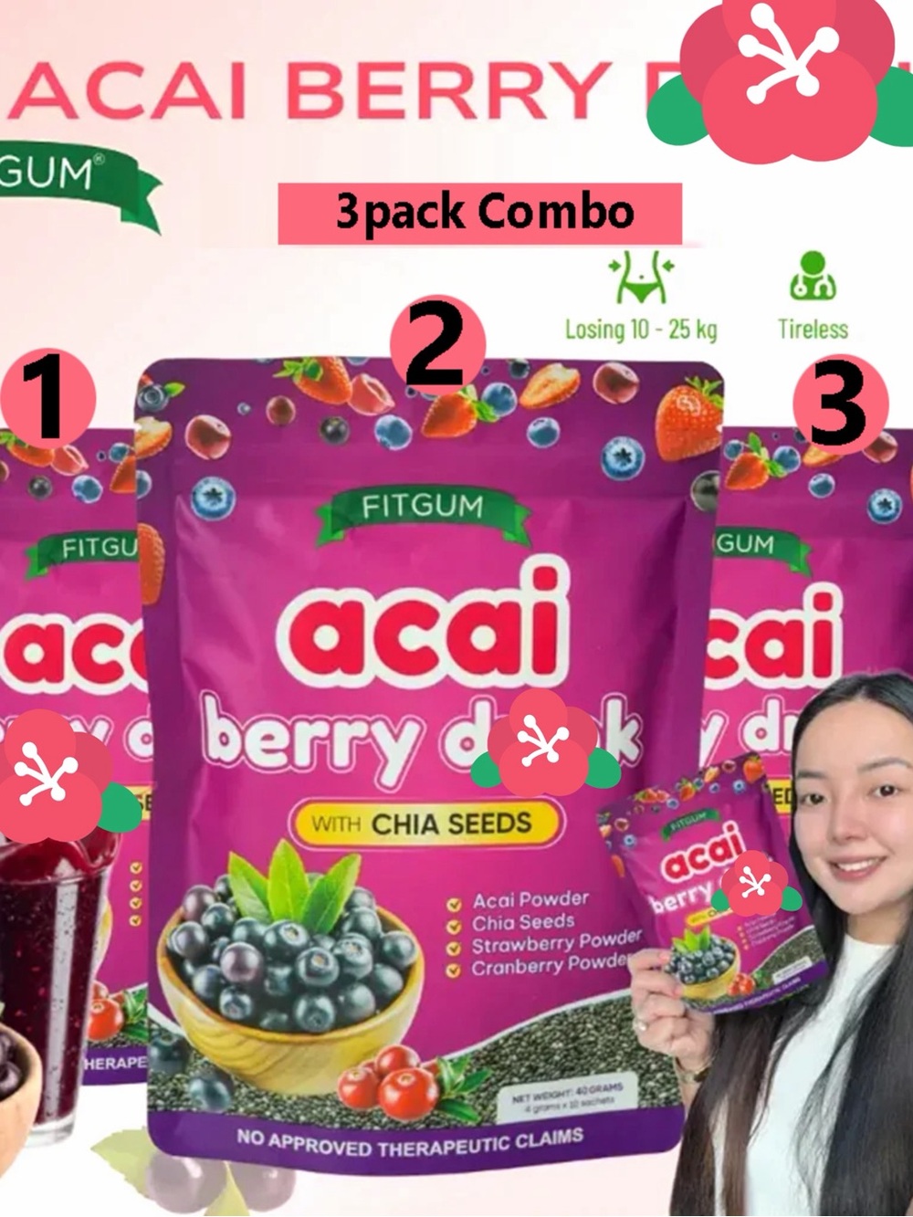 Acai berry by fitgum|| 3 packs